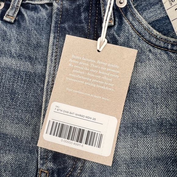 Everlane The Rigid Way High Jean Shorts Womens Size 25 Button Fly Distressed - Picture 6 of 12